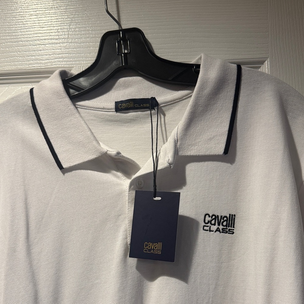 Cavalli Class White Polo with Black Trim
